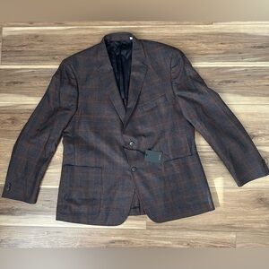 Billy Reid Bordeaux Plaid Wool Sport Coat Blazer - 48R - NWT